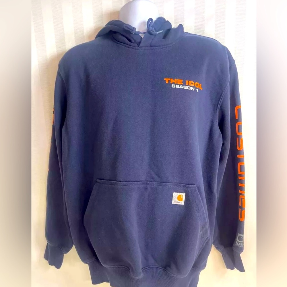 Carhartt Hoodie Sweatshirt Men's Blue Original Fit Graphic Long Sleeve Logo (M)